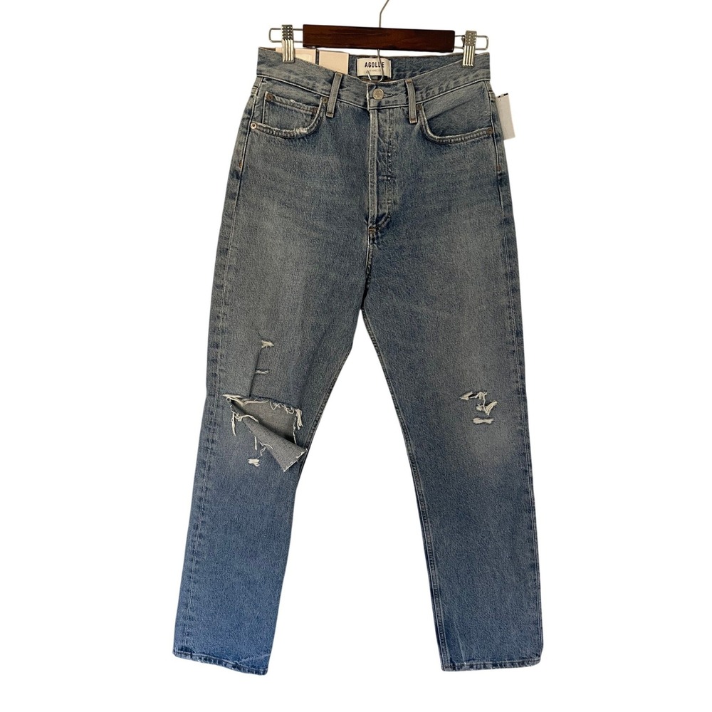AGOLDE 90s‎ Pinch Waist High Rise Straight Leg Jeans  Distressed Size 26 New